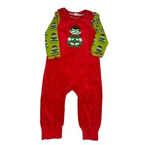 Maxomorra Super Boy Velour Dungaree And Bodysuit Size 86/92 18-24 Months